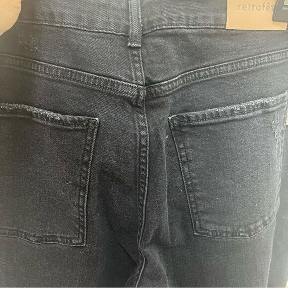Retrofete Button Fly Distressed Raw Hem Black Denim Jeans Size 31, NWT - Picture 7 of 12